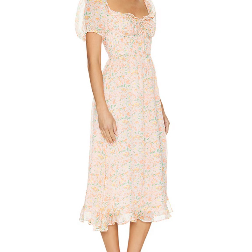 Astr Peach Floral Midi Dress